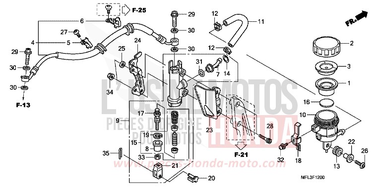 REAR BRAKE MASTERCYLINDER (CBR1000RR) de CBR1000RR "Fireblade" PEARL SPENCER BLUE (PB308XA) 2011